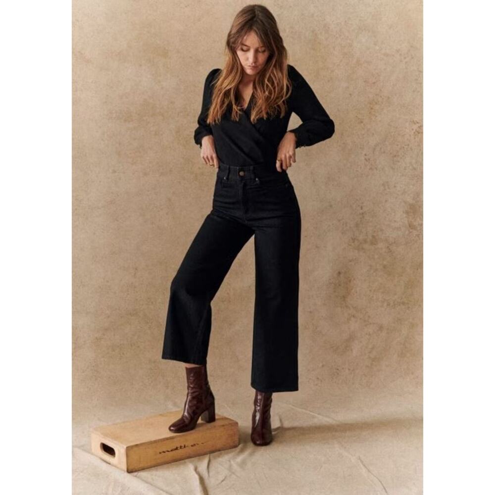 NWT! Sezane Le Crop Denim BLACK/NOIR  SIZE-10